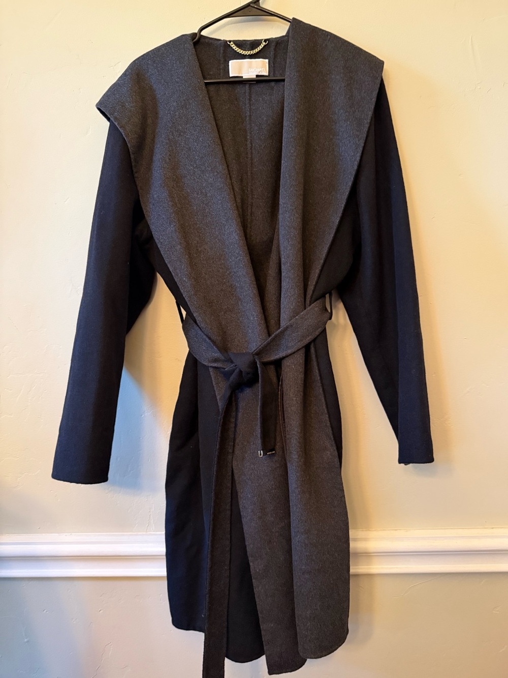 Michael Kors Double Face Wool Blend Hooded Wrap Coat NWOT